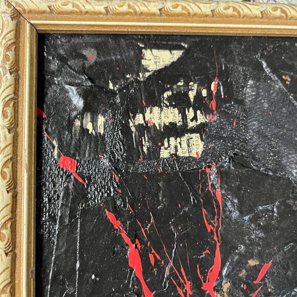 Original Framed Mixed Media Abstract Art Painting Collage 8x10 "Econo" - Picture 4 of 7